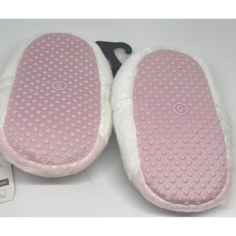 Wonder Nation Unicorn Slippers Kids Size 5 White Pink NWT Plush Faux Fur Glitter
